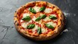Simplistic yet elegant Pizza Margherita, classic toppings arranged to suggest the Italian flag, perfect for a culinary photo shoot, isolated background