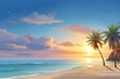 Marvellous Sunrise Beach. Tranquil Holiday Destination. Sea and Sky concept. Generative AI