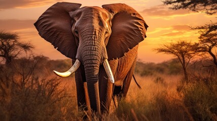 Wall Mural - A majestic African elephant, elephant in the forest, africa