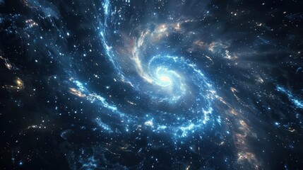 Wall Mural - a view from space to a spiral galaxy and stars. universe filled
