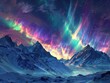 Mountain Pass Night - Majesty - Aurora Borealis - A majestic mountain pass with the vibrant hues of the Northern Lights dancing in the night sky above