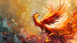 Artistic Style Painting Drawing Artwork of Phoenix Aspect 16:9 Perfect for Wall Art Print on Demand Merch