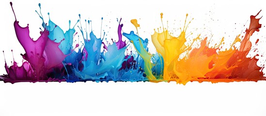 Wall Mural - a rainbow of colorful paint splashes on a white background