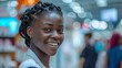 © Surachetsh - african black children dressed in School uniform business attire, chatting and laughing at an exhibition or trade show. They stand by their booth, displaying products.