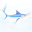Watercolor of swordfish, longbilled swordfish