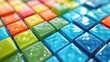 Vibrant 3D mosaic of multicolored tiles floating freely in space