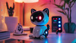 Robot Cat Pet. Charming Cyber Companion: A Robotic Cat with a High-Tech Flair, Created by Generative AI - Image made using Generative AI