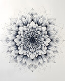 Artificial flower drawing with intricate patterns on white background