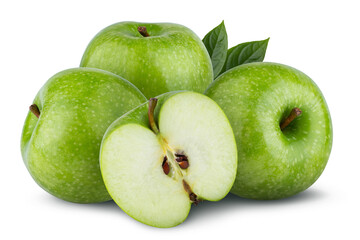 Wall Mural - Fresh green apple isolated on a white background