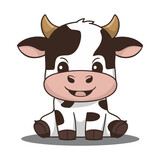 Fototapeta Pokój dzieciecy - A flat cartoon illustration of a baby cow, illustration