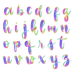 Poster - Alphabet a-z sparkly glittery hand lettering calligraphy typography
