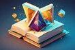 abstract low poly book with futuristic element