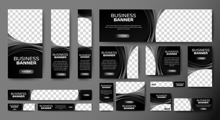 set of business web banners template design with image space. vector