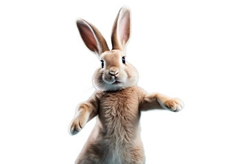 Wall Mural - rabbit bunny head on male body jumping dancing creative design
