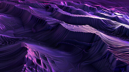 Wall Mural - An abstract 3D texture resembling the surface of an alien planet, with undulating ridges and valleys in tones of dark purple and midnight blue.