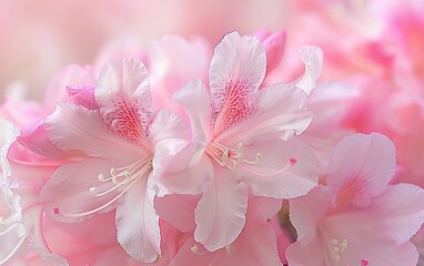 Poster - Soft Pink Azaleas with Delicate Veins and Dreamy Floral Blur