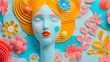 Pop art background, colorful concept of woman in pop art portrait style.