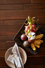 tropical fruits on plate