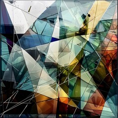 Canvas Print - A collage of different colored shapes and lines