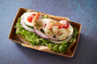 Open sandwich with grilled shrimp