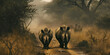 
rhinoceroses in the African Savannah, endangered animal species, 