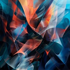 Poster - A colorful abstract painting with blue, red, and orange swirls