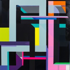 Poster - A colorful abstract painting with a black background