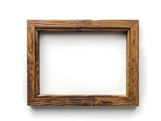 Wall Mural - Wooden picture frame on white background, square, still life photography