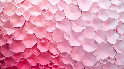 Wall Mural - An elegant abstract pattern of interlocking hexagons in a subtle gradient of blush pink to deep rose, suggesting a geometric floral motif.