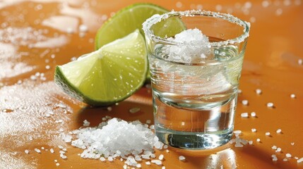 Canvas Print - How about spicing up your night with a zesty tequila shot complete with a sprinkle of salt and a tangy squeeze of lime