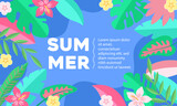Fototapeta  - Vibrant Tropical Summer Banner Design.
