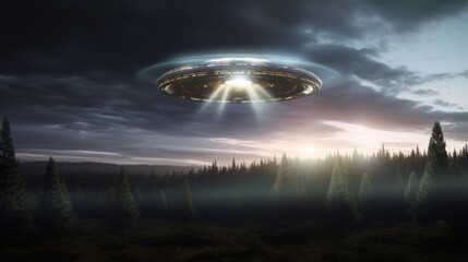 Wall Mural - a ufo emitting a mesmerizing, pulsating sound