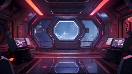 Wall Mural - a futuristic spaceship interior for a sci-fi adventure