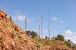 telecommunications antennas on top mountain