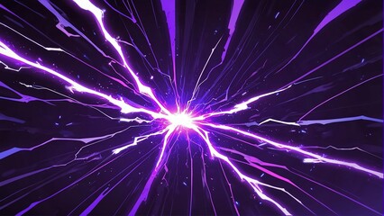 Wall Mural - abstract purple lightning sparks effects anime cartoon style background from generative ai