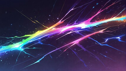 Wall Mural - abstract rainbow lightning sparks effects anime cartoon style background from Generative AI