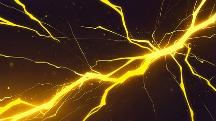 Wall Mural - abstract yellow lightning sparks effects anime cartoon style background from Generative AI