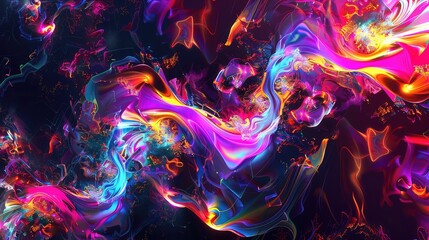 Canvas Print - A futuristic digital art wallpaper with abstract shapes and neon colors celebrating modern friendships. 