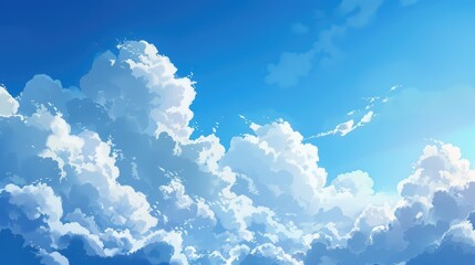 Poster - Blue Sky and Fluffy White Clouds