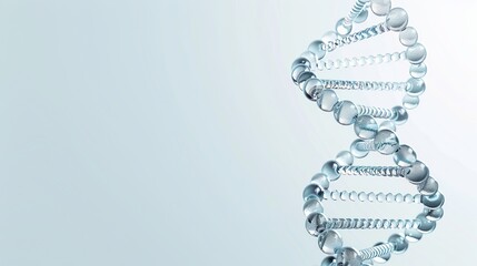 3D Illustrated DNA Helix: Science Education, Genetic Engineering, Human Genome Research - Copy Space Available