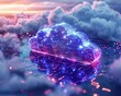 Cloud computing technology database storage concept. Cloud technology background.