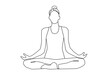 Woman Yoga Continuous One Line Drawing. Woman Meditation Silhouette Line Drawing. Lotus Pose Concept for Modern Minimal Design. Relaxation One Line Illustration. Vector EPS 10