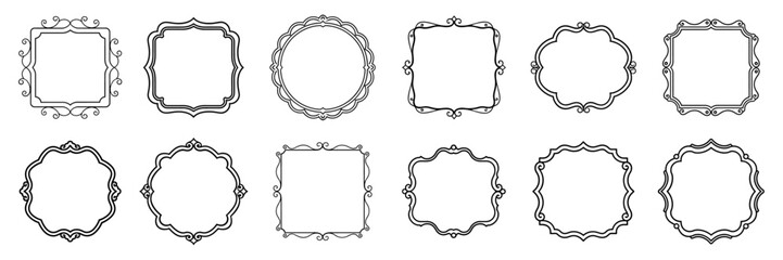 Wall Mural - Vintage frames set isolated on white background. Decorative frame. Vector