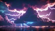 © franxxlin_studio - Neon clouds with lighting storm, fantasy neon background, ultra high definition