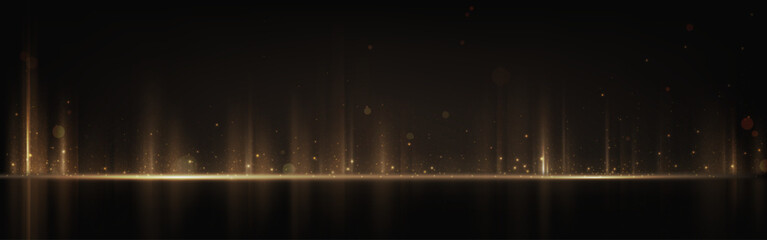 Wall Mural - vertical gold line light and speed flare effect. golden laser spark on floor vector background. flas