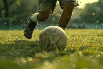 ball on the grass with player