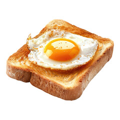 Piece of toast with egg isolated on transparent background