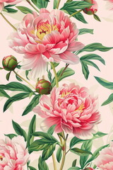 Wall Mural - Peonies Flowers greeting card, wallpaper