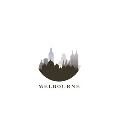 Wall Mural - Melbourne cityscape, gradient vector badge, flat skyline logo, icon. Australia city round emblem idea with landmarks and building silhouettes. Isolated graphic