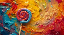 Lollipop Bright Colors Swirling That Is Melting Into The Background Into A Beautiful Art.